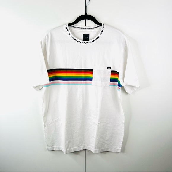Vans White Rainbow Pride Knit Crew Checkerboard LGBT Limited Edition Shirt - Picture 2 of 10
